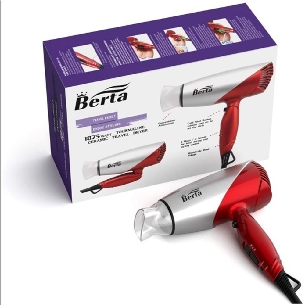 BERTA 1875 Blow dryer Hair dryer Watts Folding Handle Tourmaline Ceramic - Picture 3 of 9